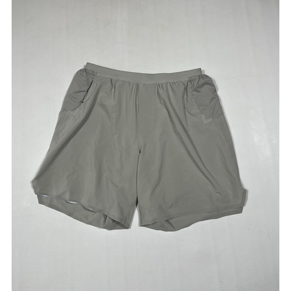 Lululemon Trail Running Lined Shorts Mens Medium Gray Lightweight Athletic